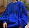 Suéter de Punto para Mujer 2026 Otoño/Invierno, Cuello Redondo, Color Sólido, Azul Klein, Nuevo Diseño de Principios de Otoño, Top Casual