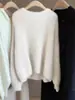 Suéter Corto de Cachemira para Mujer, Otoño/Invierno 2026, Versátil, Cuello Redondo, Corte Holgado, Estilo Europeo, Suéter Suave de Base de Lana