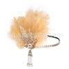 Años 20 Era Moderna Retro Baile Aleación Negra Pluma de Avestruz Pelusa Pedrería Perla Accesorios para el Cabello de Novia
