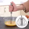 Batedor de Ovos Semi-Automático de Aço Inoxidável Doméstico Ferramenta de Confeitaria para Cozinha Batedor de Ovos Manual Tipo Prensa de Aço Inoxidável