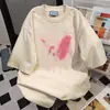 Diseño de Nicho Verano 2025 Casual Holgado Top Estampado de Letras Graffiti Manga Corta Camiseta Retro Americana para Mujer
