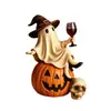 Nuevo producto transfronterizo Fantasma con una Copa de Vino Estatua de fantasma de resina de Halloween sosteniendo un adorno de copa de vino