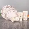Pratos de Jantar Descartáveis para Festas de Aniversário, Louças para Acampamento, Conjuntos de Louças de Tecido para Eventos, Pratos de Bolo, Biodegradáveis e Ecológicos