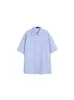 Camisa Rayada Azul con Espuma en Relieve de Manga Corta para Niños 2025 Nuevo Verano Versátil Holgada Casual Camisa Top