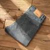 Calça Jeans Masculina Slim Fit Cintura Média Outono 2025 Nova Versátil Retro Vintage Masculina Slim Perna Reta Tendência Marca Jeans Masculino