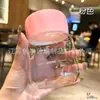 Copo de Água Portátil, Copo Shaker de Vidro Borossilicato Alto, Copo Fofo e Gordinho, Copo de Água de Vidro Resistente a Altas Temperaturas, Garrafa de Vidro para Aveia com Escala