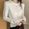 Camiseta Base de Lã Tencel de Alta Qualidade com Gola Redonda para Mulheres, Adequada para Camadas, Camiseta Slim-Fit com Ombro Regular para Outono e Inverno de 2026, Versátil Estilo Coreano