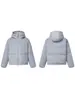 Chamarra de Plumón con Capucha FORN3 Acolchado Diagonal Chaqueta Puffer Corta para Hombre con Cordón en la Capucha Resistente al Viento Engrosada Ropa de Abrigo Cálida