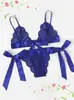 Comércio Exterior Europeu e Americano Transfronteiriço Lingerie Sexy para Mulheres, Conjunto de Renda de Três Peças Dividido, Atacado de Fabricante e Dropshipping