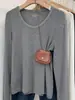 Camiseta Elástica de Manga Larga con Cuello en U de Algodón con Diseño de Copos de Nieve para Mujer, Tendencia de Otoño e Invierno, Suave, Multicolor, Capa Base, Hombro Normal