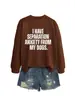 Blusa de Moletom Redonda com Estampa de Letras Simples da Amazon "Tenho Ansiedade de Separação" Camada Base