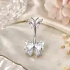 Moda Europeia e Americana Luxo Leve Joia para Piercing no Umbigo com Strass Tendência Venda Quente Piercing da Moda Joia de Laço Atacado Feminino Prata