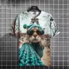 Verão 2025 novo T-shirt masculina de manga curta transfronteiriço AliExpress impressão 3D gato fofo gola redonda manga curta T-shirt top
