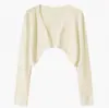 Cárdigan de Punto Francés para Mujer Primavera y Verano Cintura Pequeña Manga Larga Falda con Tirantes Blusa Exterior Chaqueta Chal Corto
