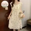 Bata de noche para mujer con copas en el pecho, pijama de algodón nube, nuevo estilo de verano, talla grande, versión coreana, ropa de casa de longitud media
