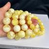 Pulsera rusa flotante de flor blanca, aceite de pollo y cera de abejas amarilla para hombre y mujer, con cuentas de ámbar originales, cuentas redondas de un solo círculo y néctar blanco.