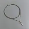 Collar de cruz de doble capa para hombre, estilo coreano moderno, elegante y moderno, estilo europeo y americano, estilo cubano simple y frío, cadena de lana.
