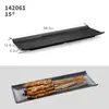 Plato especial para tienda de barbacoa rectangular melamina vajilla de plástico negro comercial kebab de ostra brochetas fritas plato creativo