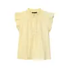 Ins Moda Femenina de Moda Estilo Suave Transfronterizo Color Sólido Holgado Moda Sin Mangas con Mangas de Volantes Blusa Top