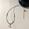 Nuevo Collar con Colgante de Calcedonia Estilo Chino Retro de Paz con un Toque de Lujo Ligero y de Alta Gama, Cadena Elegante y Moderna para la Clavícula
