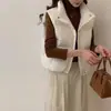 Colete de Penas de Pato Branco Estilo Coreano para Mulheres Moda Inverno 2026 Gola Alta Solto Emagrecedor Quente Peça de Roupa Exterior