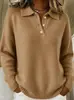 Camisa Polo Suelta y Relajada de Manga Larga con Cuello de Botones para Mujer, Nuevo Estilo Otoño e Invierno Transfronterizo Europeo y Americano 2026