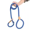 Guia de Cachorro Anti-Motim Nylon Costurado à Mão Couro Corda P Longa e Espessada Treinamento de Mão Cachorro Corda Redonda Cachorro Grande Corrente P
