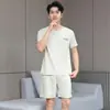 Pijama Masculino de Verão, Shorts de Manga Curta de Verão, Roupa para Casa, Conjuntos Finos Casuais Esportivos Frescos e Largos Atacado