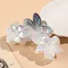 Pinza para el pelo de una pieza con degradado láser de moda estilo coreano, flor plumeria, accesorio para el pelo de tiburón colorido de verano nuevo
