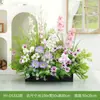Arreglo de Flores Artificiales y Plantas Verdes HY-DS3 para Decoración de Fondo de Boda, Flor de Mesa, Decoración de Mesa de Comedor, Decoración de Flores Falsas de Lujo Ligero