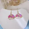Pendientes Florales de Gama Alta de Verano Europeos y Americanos, Divertidos Pendientes de Animales de Serie de Gato con Goteo de Aceite de Dibujos Animados, Tortuga, Mariposa