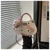 Bolsa de Mão Fofa e Divertida com Rosto Kt Fofo para Mulheres 2026 Novo Estilo Japonês Tendência Estampa de Leopardo Rosa Bolsa de Ombro Transversal