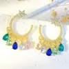 Aretes bohemios de diamantes de color con forma de gota de agua y circonita, estilo ins, diseño de nicho creativo europeo y americano, aretes de borla al por mayor