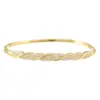 Pulsera retorcida con diamantes completos de venta caliente transfronteriza para mujer, joyería de lujo ligero dorado de alta gama, pulsera abierta, accesorios al por mayor del fabricante