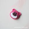 Accesorios de resina de dibujos animados para bricolaje, conjunto de pinzas para el cabello con banda de goma para niños con campana de oso rojo rosa, material para accesorios de licencia de automóvil