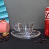 Taza de bebida caliente, resistente al calor, transparente, taza de té de flores, 80 ml, con platillo para taza de café de vidrio, ideal para una sola taza, platillo para refrigerios