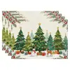 Manteles individuales navideños más vendidos transfronterizos, nueva serie de muñeco de nieve y renos, tapetes resistentes al calor, lino Amazon