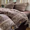Juego de cuatro piezas de estilo vintage de lujo ligero de algodón lavado de lino ultrasuave con funda de edredón abotonada, sábana plana, sábana bajera y artículos de ropa de cama 4