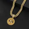 Joyería de aleación europea y americana transfronteriza Colgante con letra inglesa de dólar Cadena cubana de diamantes completos Hip-Hop Collar trenzado personalizado