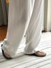 Calça Casual Louv Verão Estilo Coreano para o Trabalho em Tencel Linho Levemente Transparente Leve Respirável Solta Confortável para Mulheres