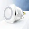 Interruptor de Botón Metálico de 22 mm Patas de Tornillo Auto-Enclavamiento Acero Inoxidable Interruptor de Encendido Arranque con Luz Redondo Impermeable