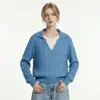Suéter para mujer de marca de moda de comercio electrónico transfronterizo de Amazon, estilo auténtico RL, tejido trenzado, color liso, imitación de dos piezas, con cuello