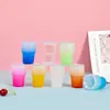 Nueva Taza de Vidrio para Sublimar 3 oz Taza para Licores Color Degradado Transparente Mate con Popote Taza de Agua Tapa de PP Tapa de Madera de Bambú