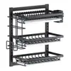 Estante de Pared para Platos de Cocina, Estante con Drenaje sin Taladro, Estante Grueso de Acero Inoxidable para Almacenamiento de Platos para el Hogar al por Mayor