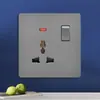 Tomada de Parede Cinza Versão Hong Kong e Austrália Tomada Estilo Britânico 13A com Painel de Interruptores de Carregamento Tipo-C+USB para Exportação