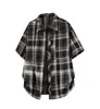 Camisa de Manga Corta a Cuadros de Gran Tamaño Estilo Coreano Trendy Retro con Solapa y Chaqueta Interior Dc2223-P24