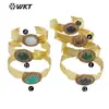 WT-B628 Estilo Europeo Retro Estilo de Corte Piedra Preciosa Pedrería Ajustable Latón Pulsera Cara Accesorios para Hombres y Mujeres