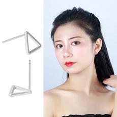 韩国可爱气质925纯银耳钉养耳棒小巧精致几何三角形耳针简约耳饰