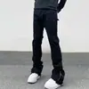 Calças Retas Micro-Flare Europeias e Americanas para Homens e Mulheres, Calças Casuais Plissadas, Macacões Americanos Largos Estilo Street, Calças Masculinas da Moda