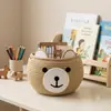 Cesta de almacenamiento tejida de oso de dibujos animados transfronteriza, organizador de juguetes para artículos de bebé de cuerda de algodón de escritorio, cesta para artículos varios